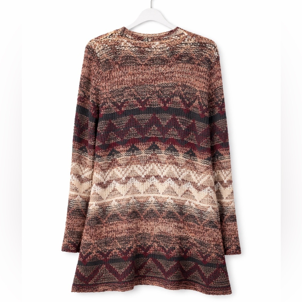 United States Multi Color Chevron Open Front Cardigan Sweater Sz. Large - Picture 4 of 12